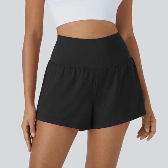 HALARA Pants - Halara Super High Waisted 2-in-1 Yoga Shorts 3" Inseam Black Medium NWT